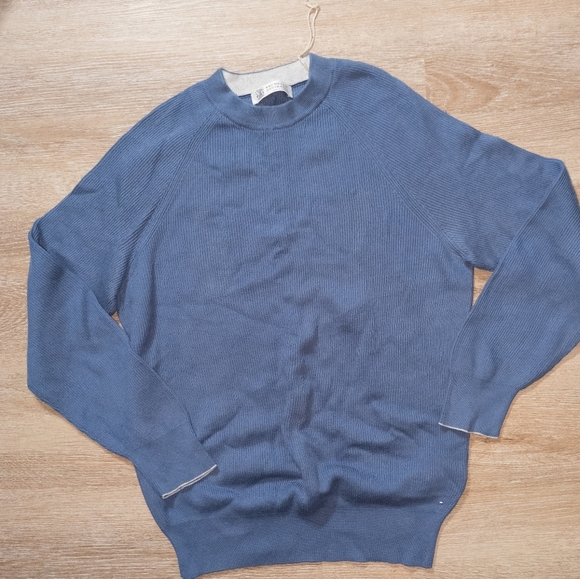 SALE! Brunello Cucinelli Light Blue English Ribbed Crewneck - Picture 1 of 11